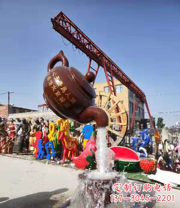 南阳玻璃钢仿真茶壶雕塑