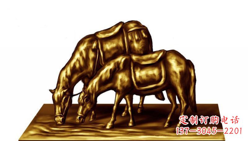 南阳公园御马饮水动物铜雕