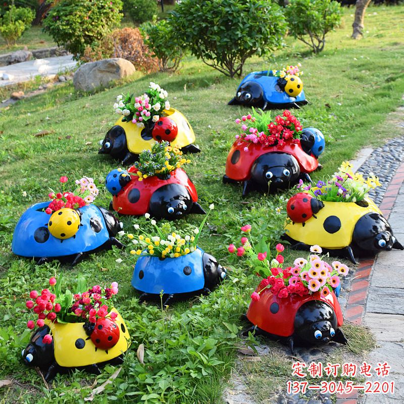 南阳公园园林七星瓢虫玻璃钢创意花盆