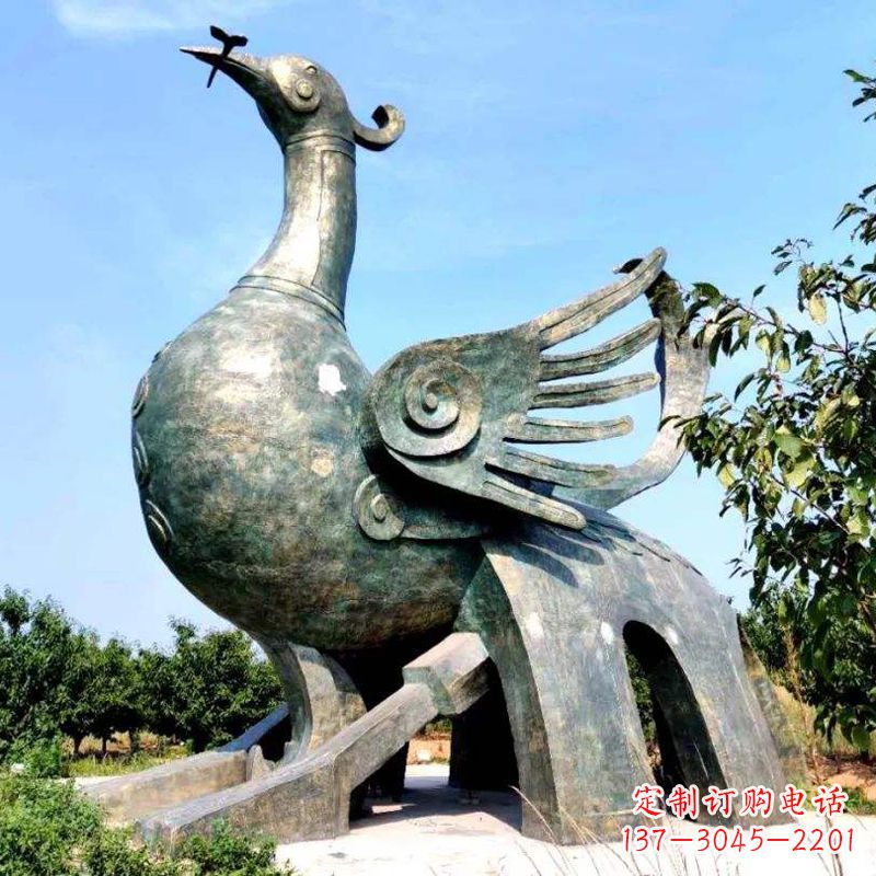 南阳公园园林朱雀铜雕景观雕塑