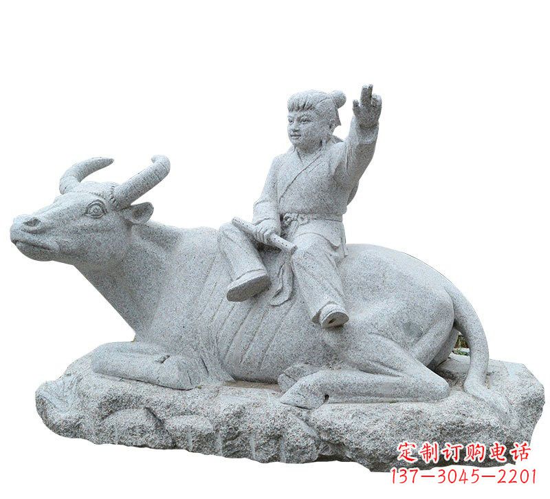 南阳牧童牛石雕塑,实现公园优雅美观