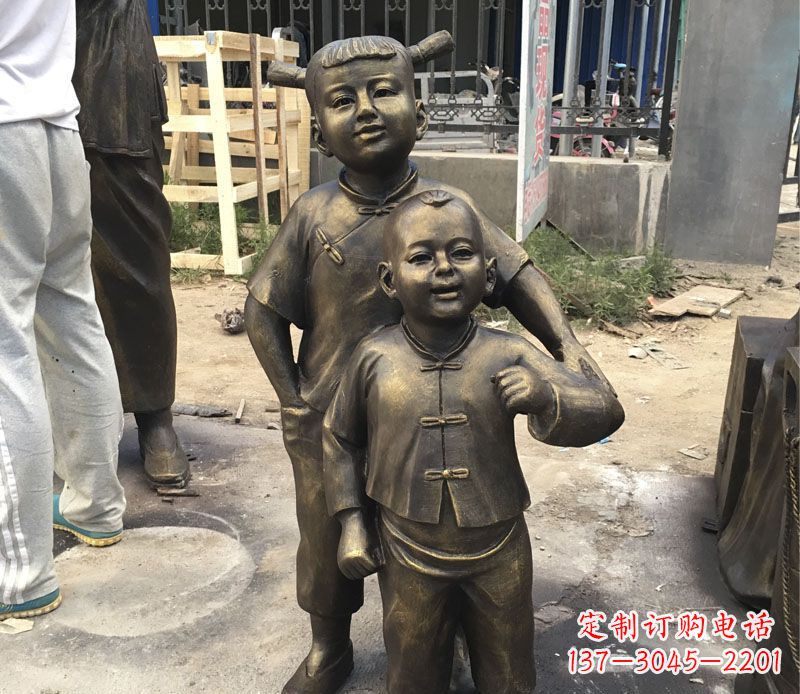 南阳中领雕塑纯手工古典儿童铜雕
