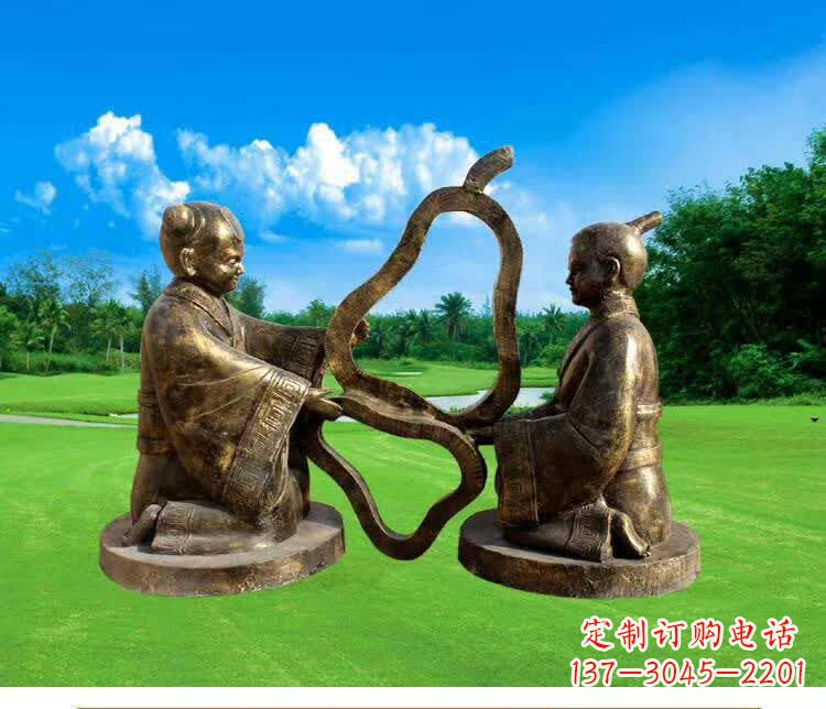 南阳古代孔融让梨人物铜雕