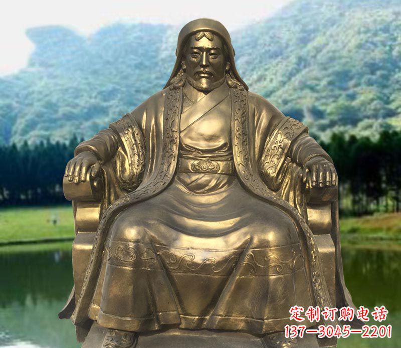 南阳古代名人成吉思汗铜雕2