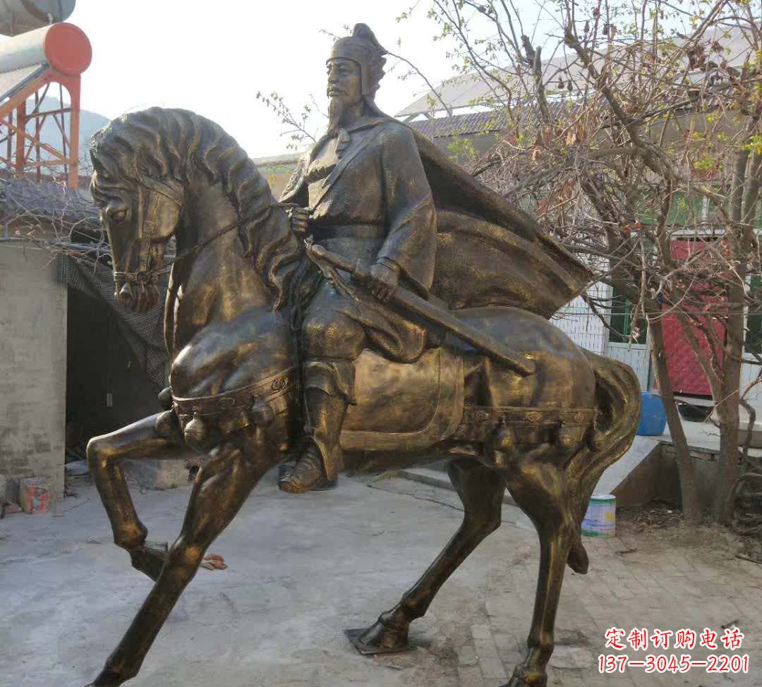 南阳古典风格骑马人物铜雕塑