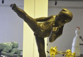 南阳领雕塑男孩练功夫铜雕