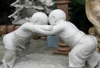 南阳可爱小孩摔跤石雕