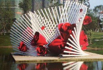 南阳玫瑰之美，不锈钢艺术雕塑