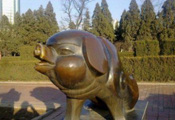 南阳定制公园猪铜雕