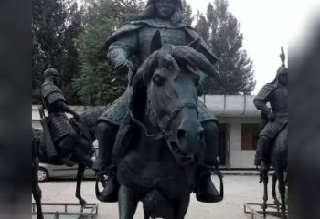南阳英姿飒爽古代将军骑马铜雕