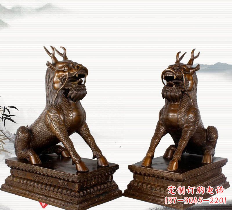 南阳古典神麒麟铜雕,馥玉臻品