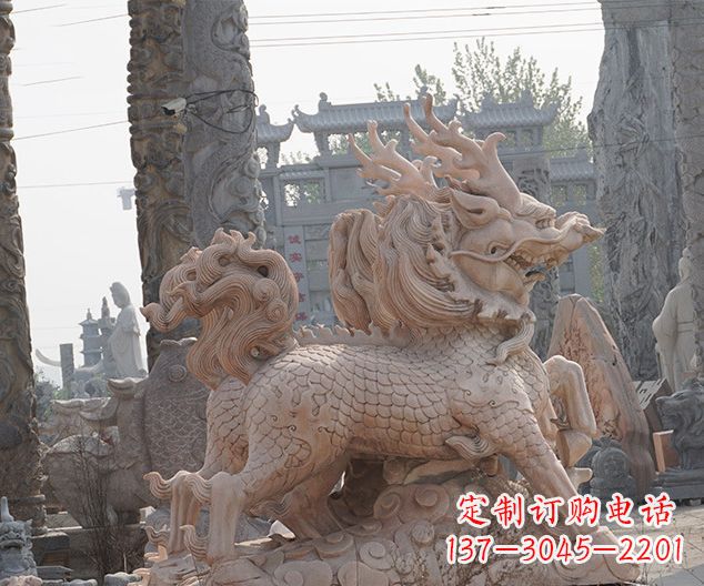 南阳中领雕塑：古典麒麟石雕，美丽传承