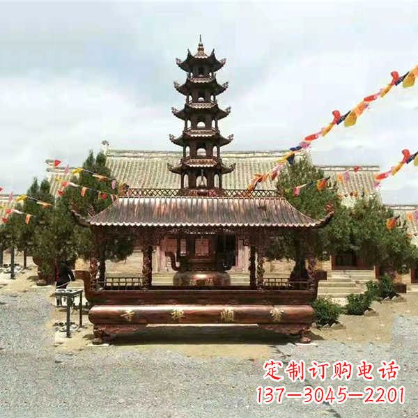 南阳全新古典铜香炉雕龙塑型双耳方形器皿