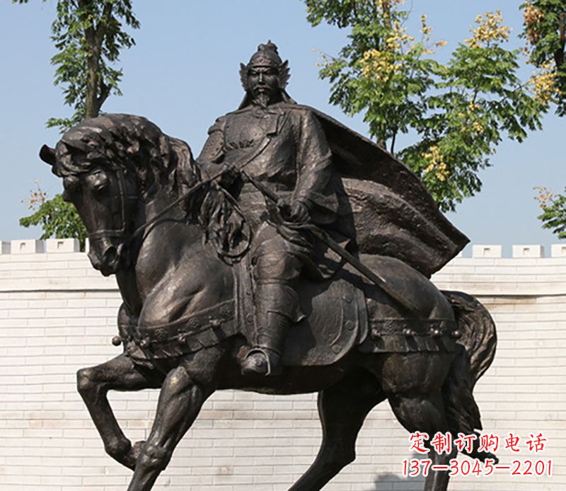 南阳古人将军骑马骑马铜雕