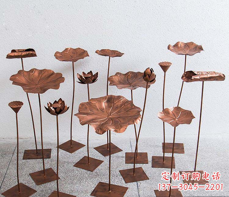 南阳精美古铜色荷花不锈钢雕塑