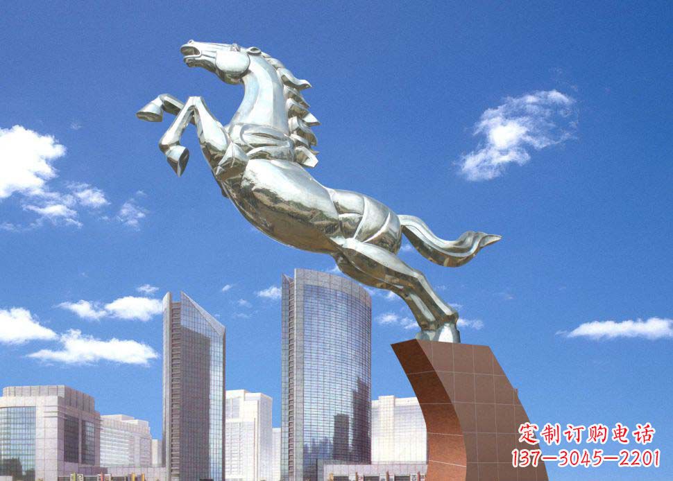 南阳全新不锈钢奔马雕塑