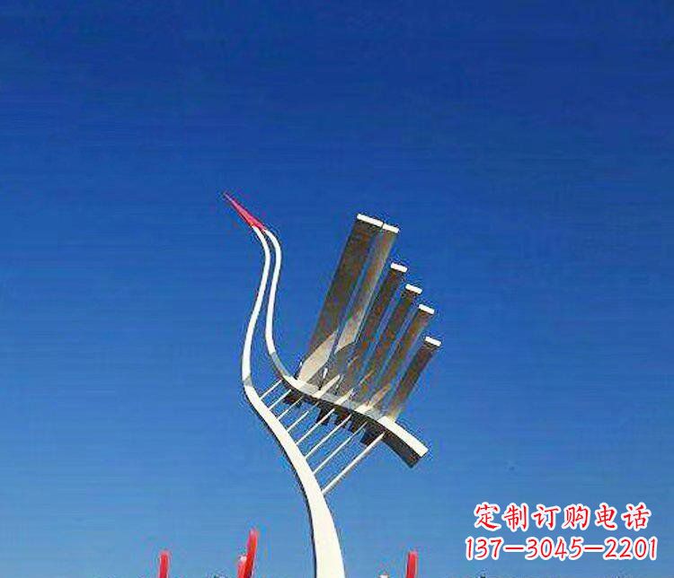 南阳广场不锈钢抽象丹顶鹤景观雕塑