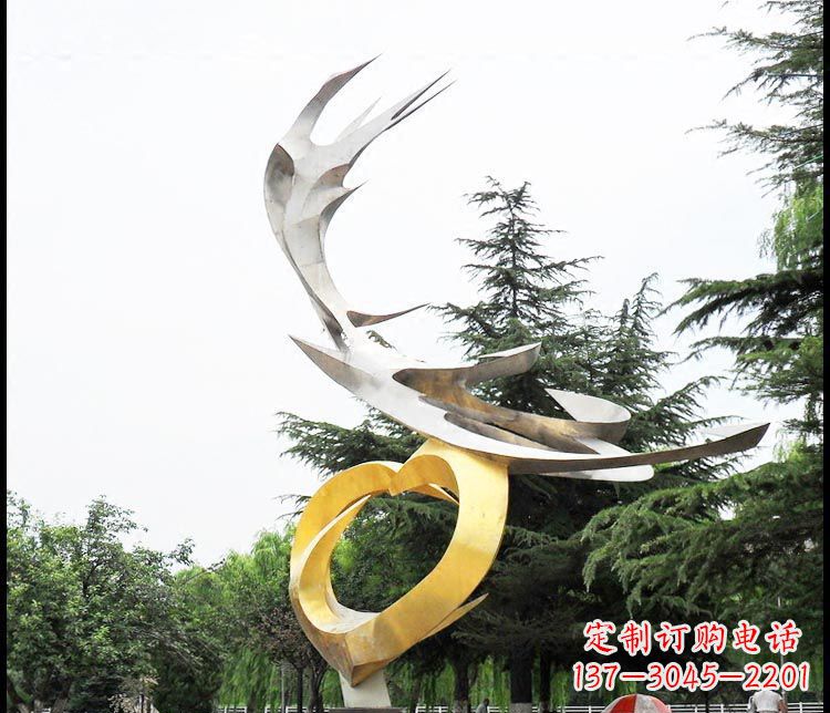 南阳广场不锈钢抽象凤凰摆件雕塑