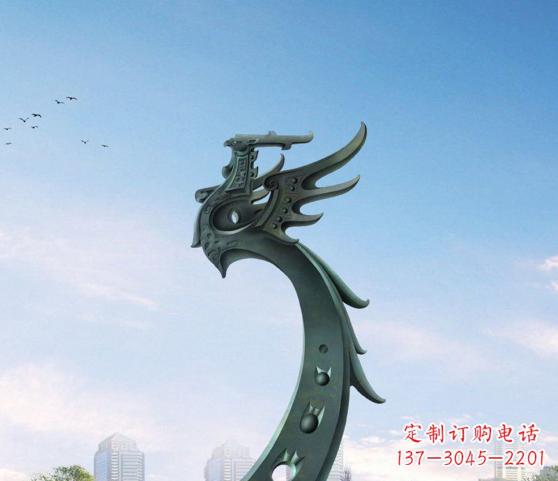 南阳中领雕塑|抽象凤凰不锈钢雕塑