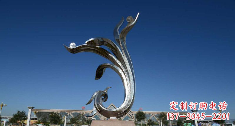 南阳优雅迷人的不锈钢抽象凤凰雕塑