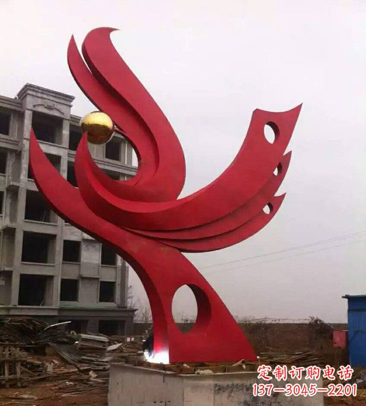 南阳全新抽象凤凰不锈钢雕塑