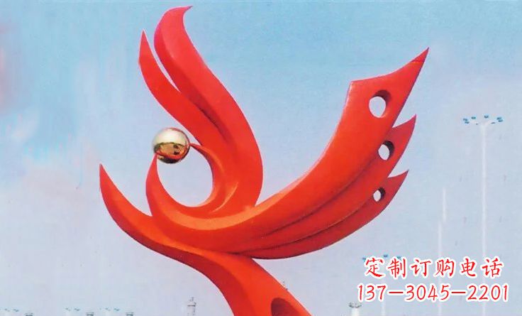 南阳新中领雕塑-不锈钢抽象凤凰雕塑