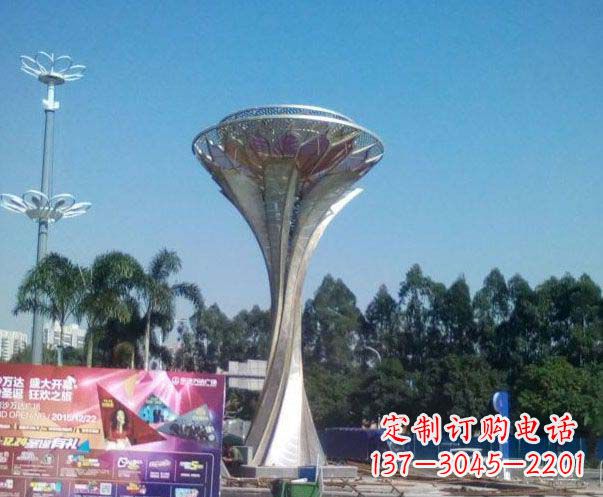 南阳广场不锈钢抽象莲花雕塑