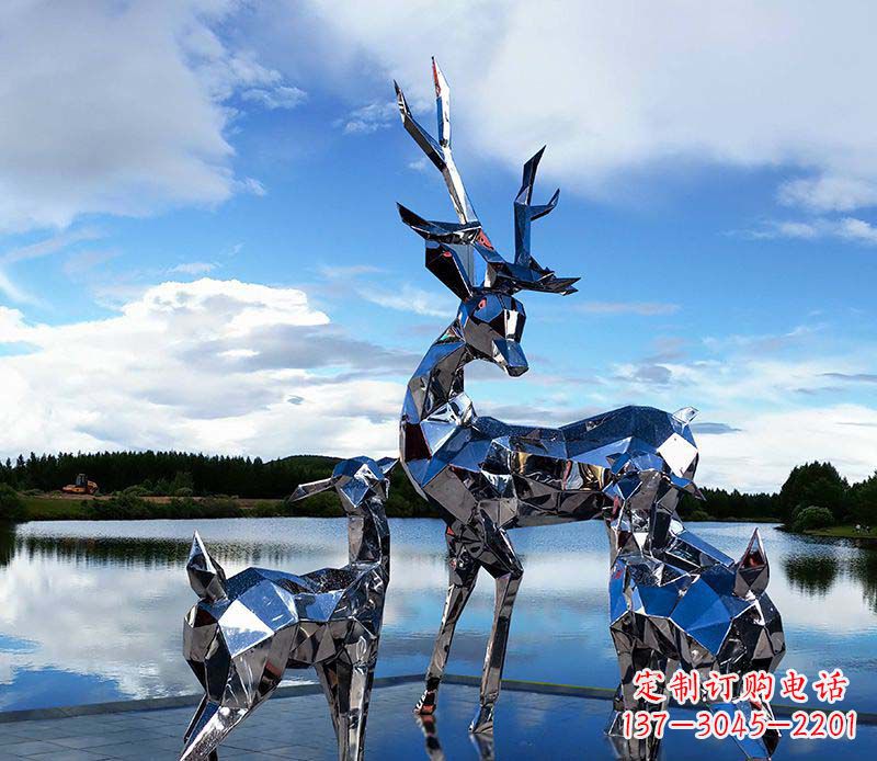南阳中领雕塑出品:优雅梅花鹿不锈钢雕塑