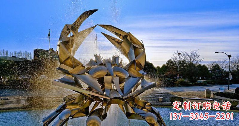 南阳广场不锈钢抽象螃蟹喷泉景观雕塑