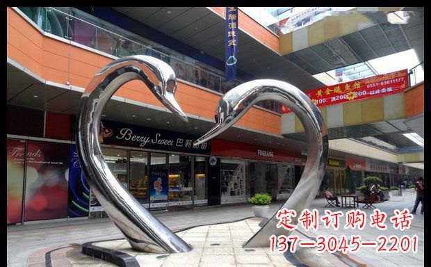 南阳中领雕塑:精美的不锈钢抽象天鹅雕塑