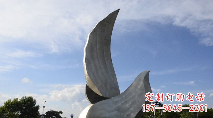 南阳广场不锈钢大型抽象和平鸽雕塑