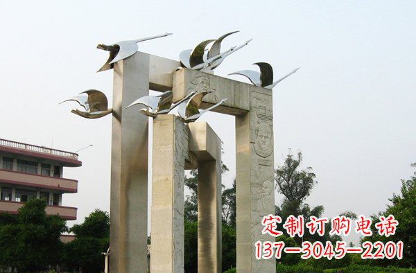 南阳广场不锈钢大雁动物雕塑