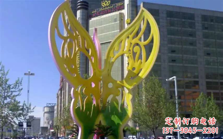 南阳广场不锈钢雕刻蝴蝶雕塑