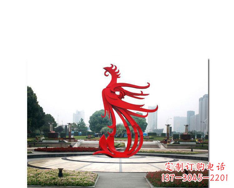 南阳广场不锈钢飞翔的凤凰雕塑