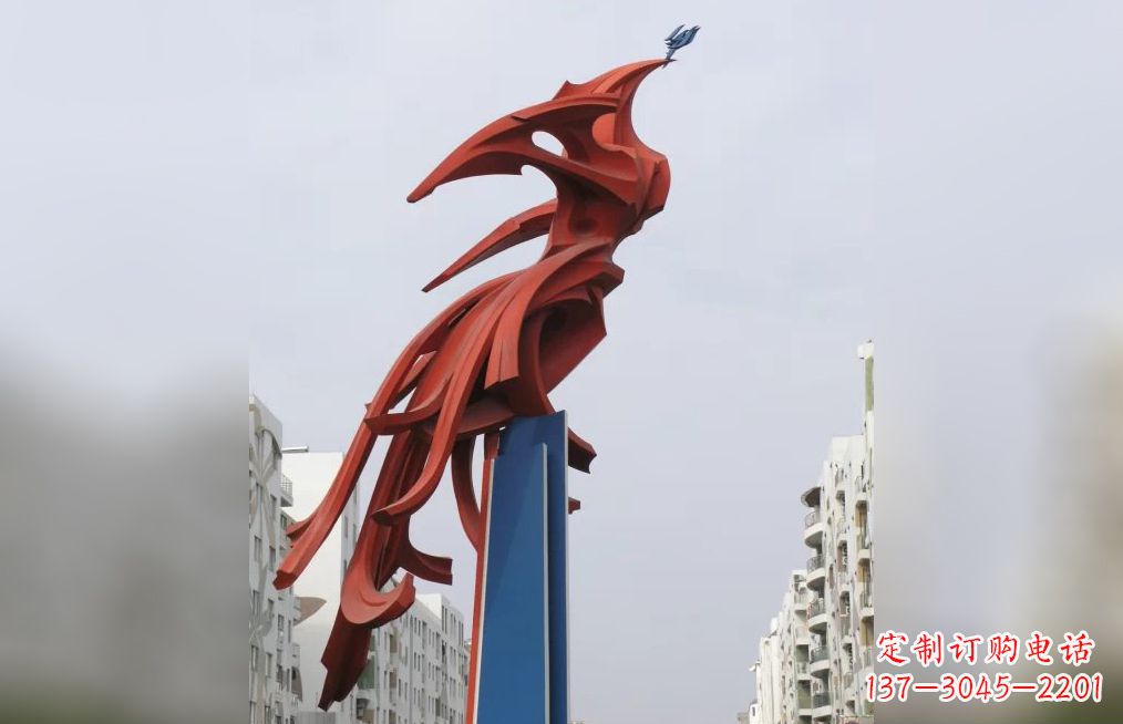 南阳广场不锈钢凤凰抽象雕塑