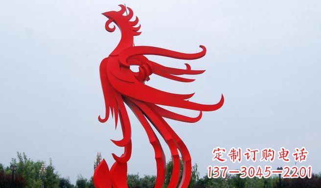 南阳广场不锈钢凤凰雕塑 (3)