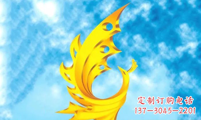 南阳广场不锈钢凤凰雕塑 (4)