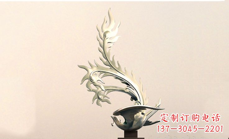 南阳广场不锈钢凤凰雕塑 (5)