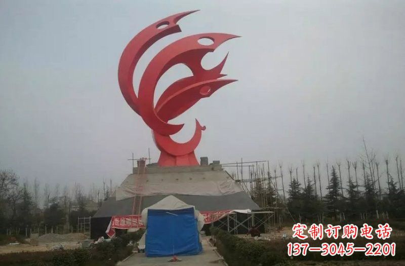 南阳广场不锈钢凤凰雕塑222