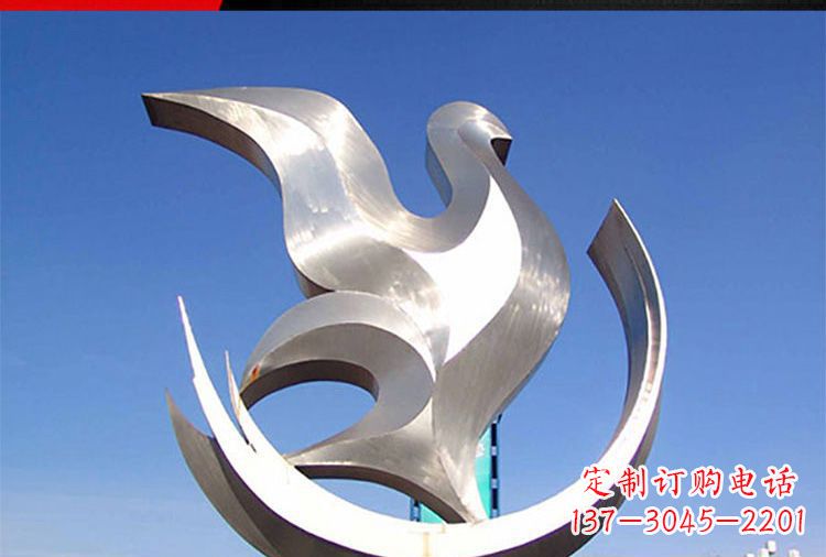 南阳雕刻工艺制作的精美不锈钢鸽子摆件