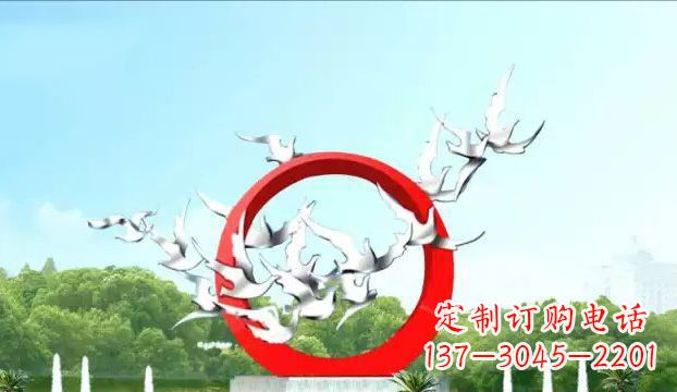南阳华丽优雅的不锈钢鸽子雕塑