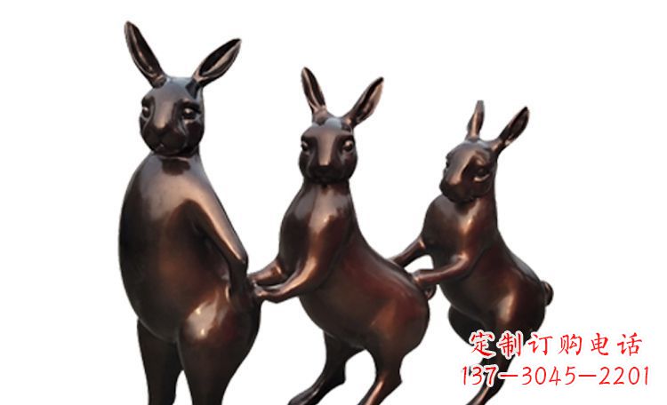 南阳广场不锈钢光面兔子动物雕塑