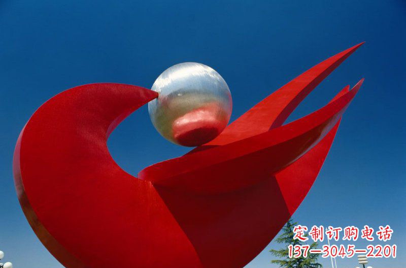 南阳广场不锈钢和平鸽明珠雕塑 (2)