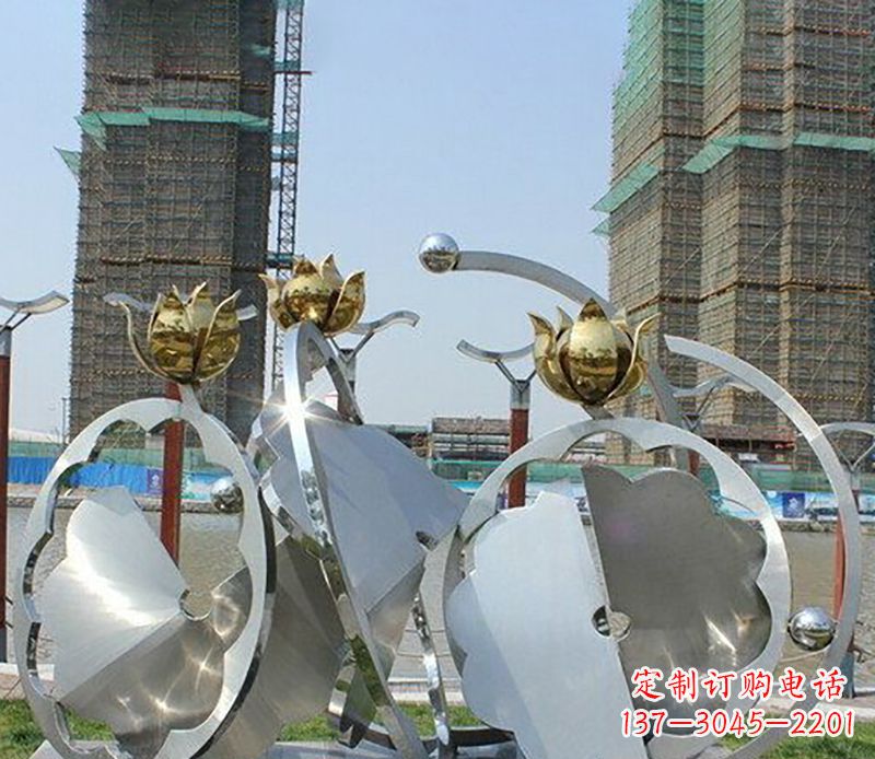 南阳精美不锈钢抽象莲花雕塑