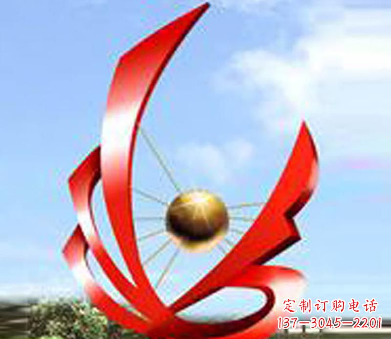 南阳让风带来梦想——中领雕塑飘带球网景观雕塑