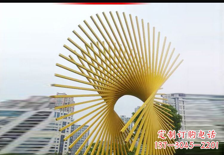 南阳现代美学——不锈钢树枝扇形景观雕塑
