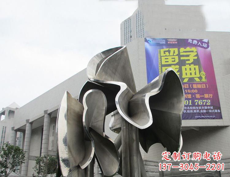 南阳全新不锈钢荷叶雕塑,缔造完美景观