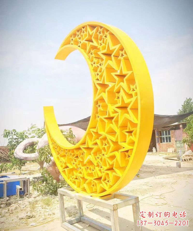南阳魅力四射的五星月亮不锈钢雕塑