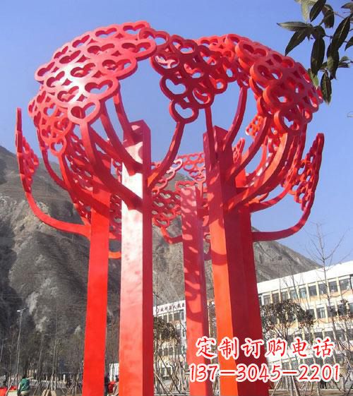 南阳不锈钢心形树叶大树雕塑,展示爱与生命
