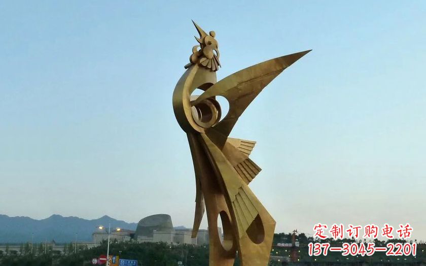 南阳中领雕塑出品古典典雅不锈钢凤凰雕塑